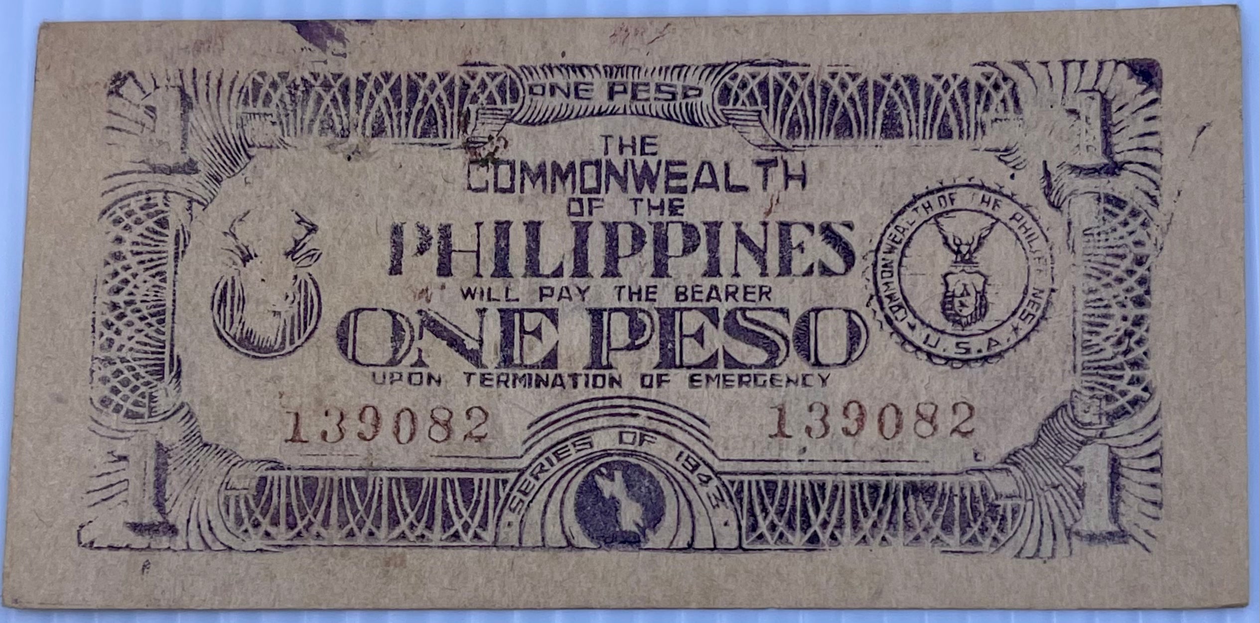 Philippines Province of Leyete 1943 1 peso P-s413 Used World Banknote